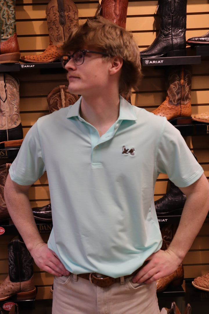 Double Quail Performance Polo - Aqua