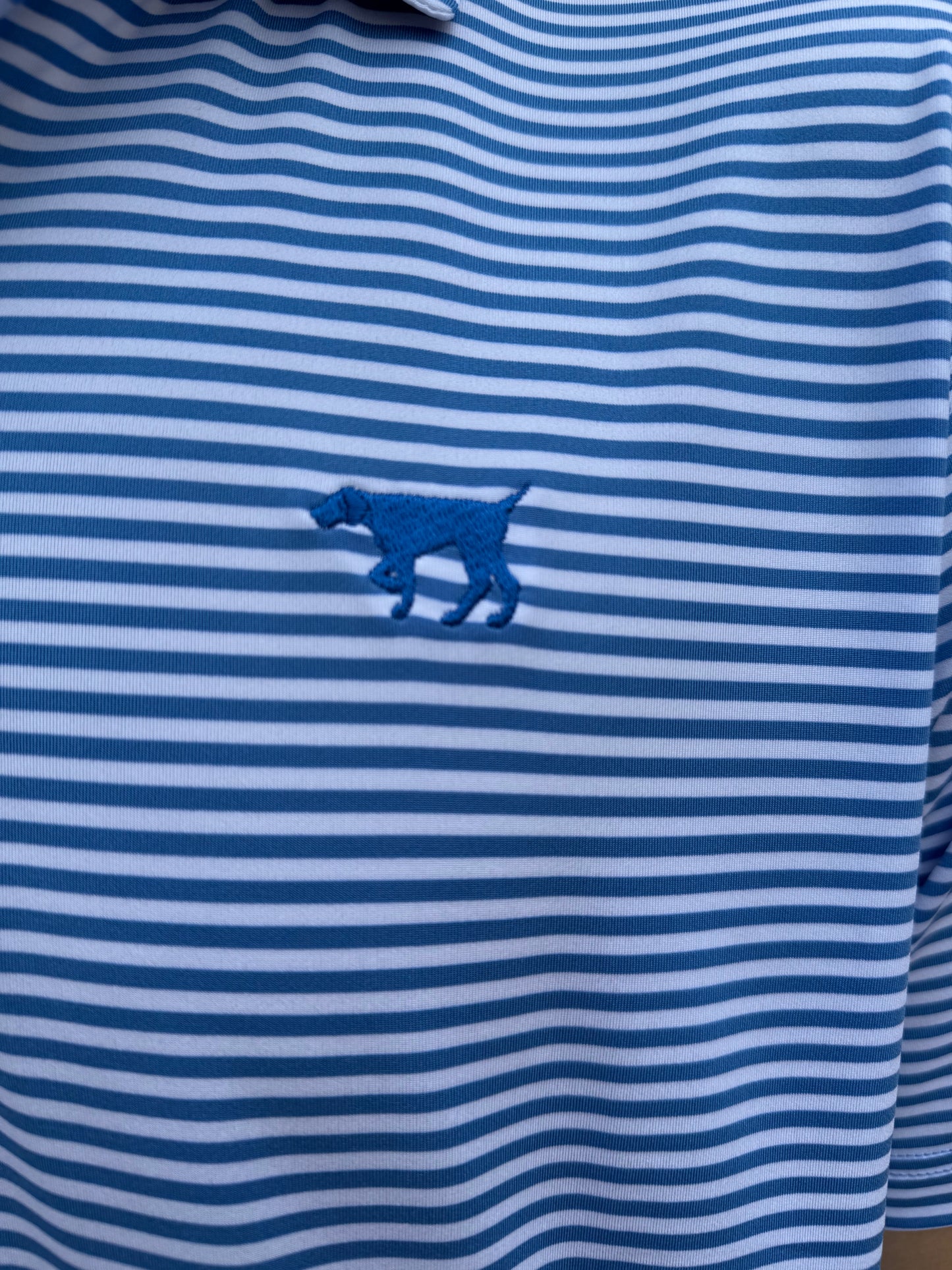 Tonal Pointer Performance Stripe Polo - Sea Blue/White