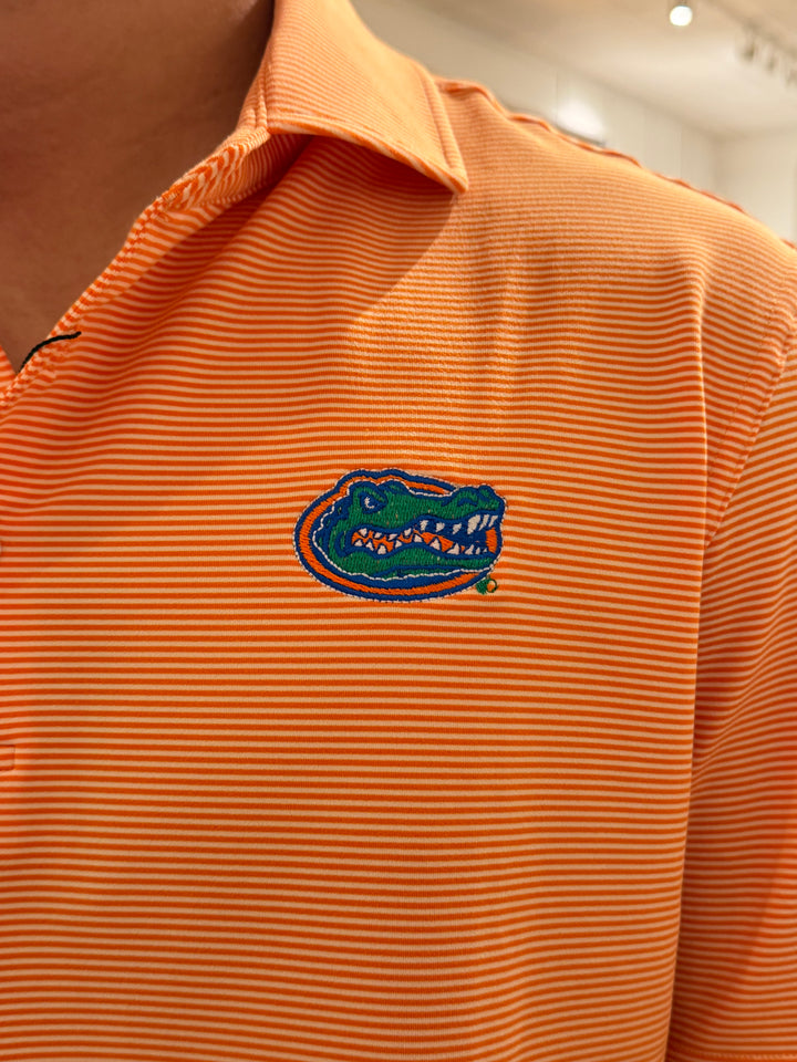 Dallas Wayne Gator Head Stripped Polo - Orange