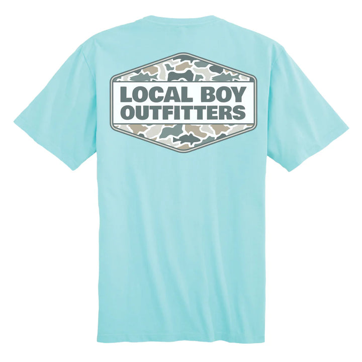 Fish Camo Diamond Crest SS Tee - Aqua