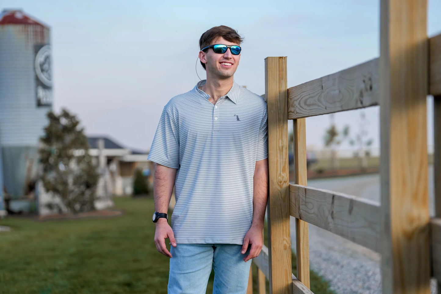 Edisto Polo - Dark Slate & White