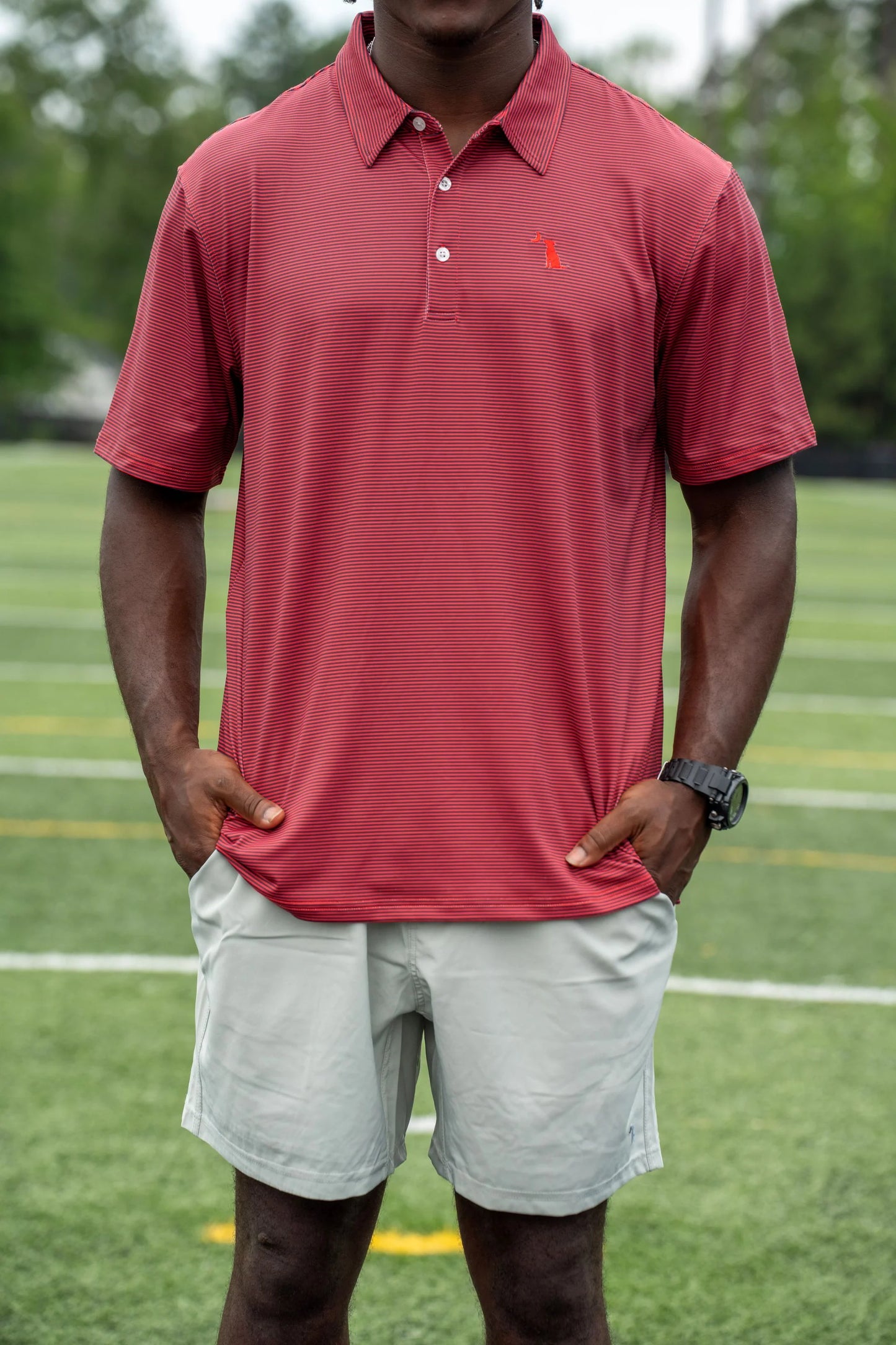 Collegiate Palms Polo - Red & Black
