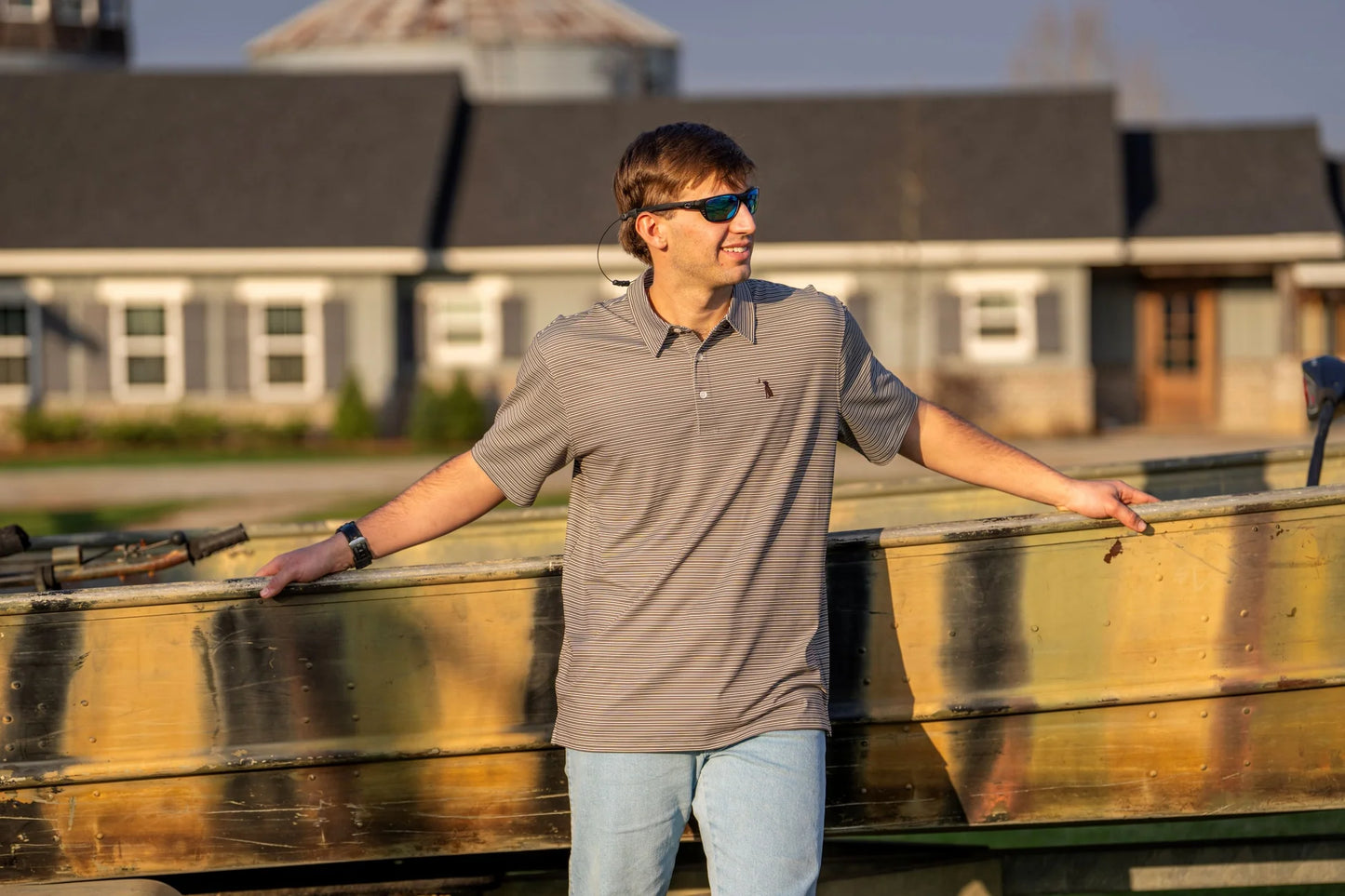 Surfside Polo - Dark Tan, Espresso & White