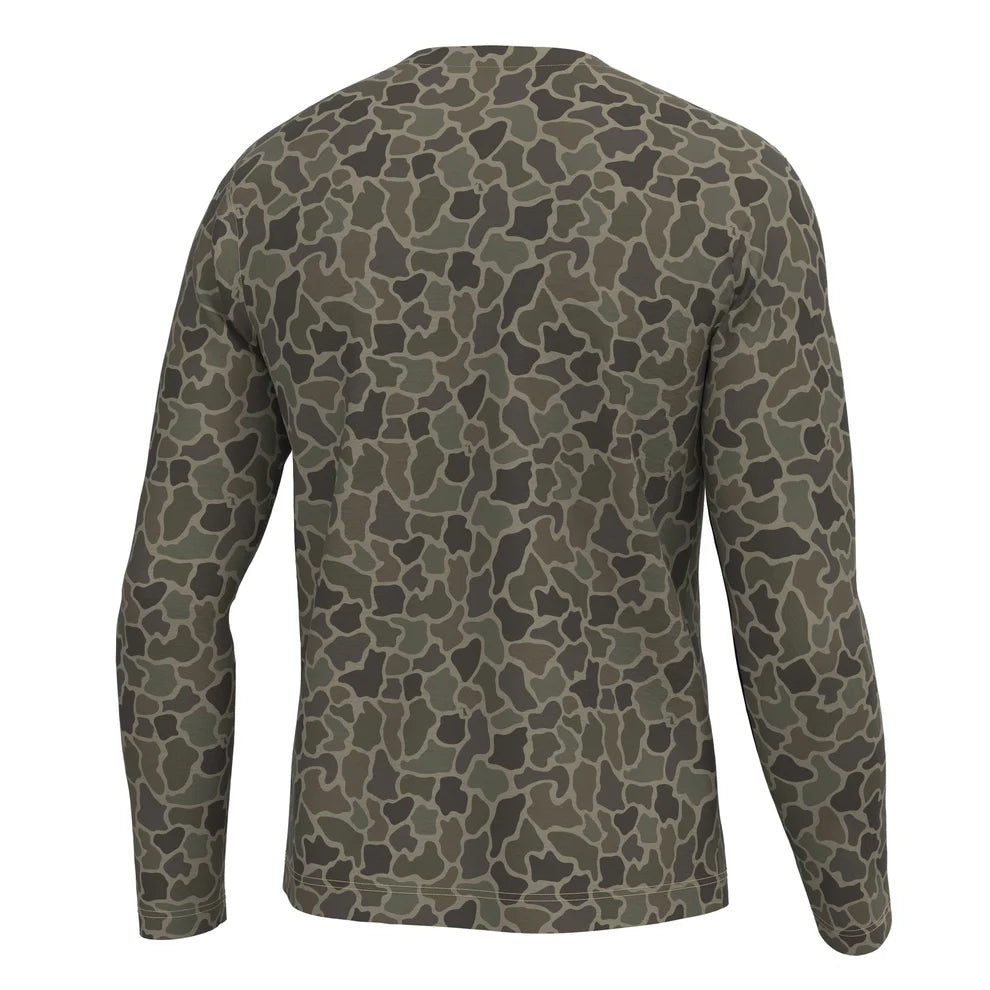 Long Sleeve Heather Performance Shirt - Brush Camo