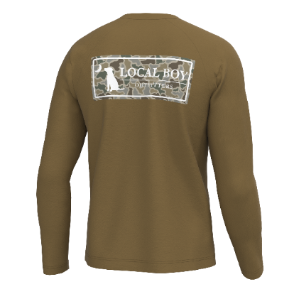 Graphic L/S Heather Blend Crew - Sand Dog and Moon Plate - Copper