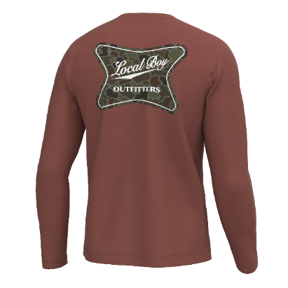 Graphic L/S Heather Blend Crew - High Badge OD - Mahogoney