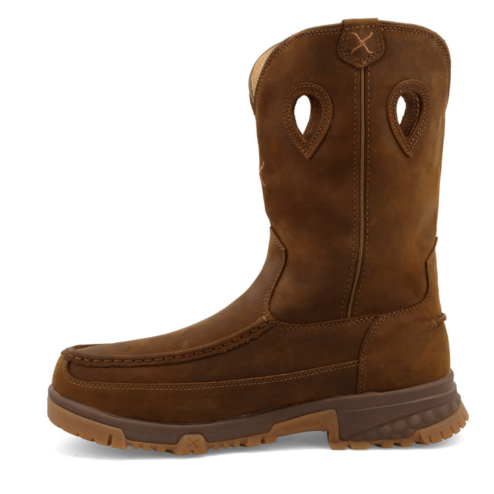 11" Pull On Work Boot Distressed Saddle