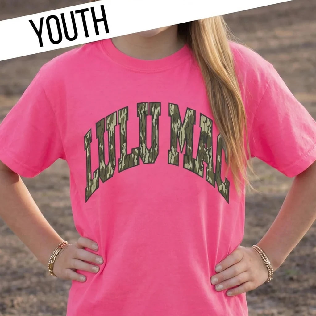 Girls Mossy Oak Tee - Neon Pink