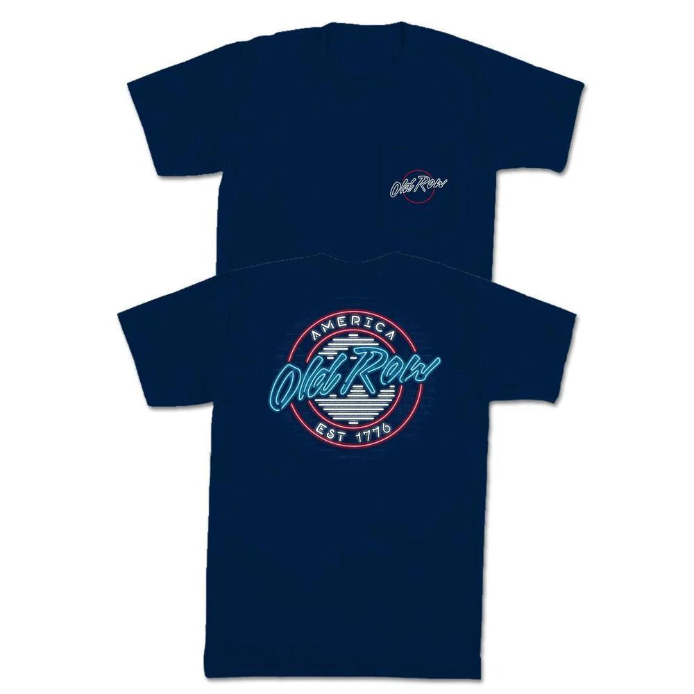 USA Neon Circle Logo Tee - Navy