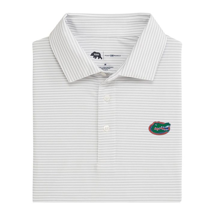 Florida Gator Head Echo Stripe Performance Polo - Harbor Mist