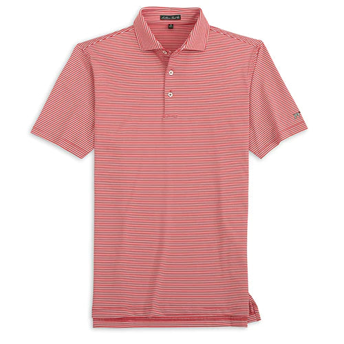 Dune Stripe Polo - Washed Red and White
