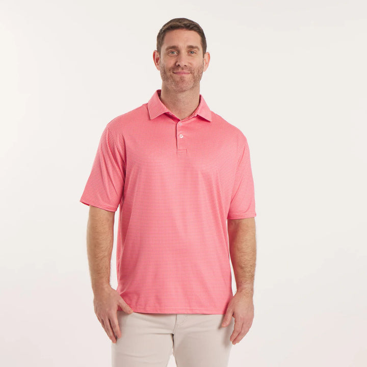 Walker Performance Polo - Coral & Peach Gingham