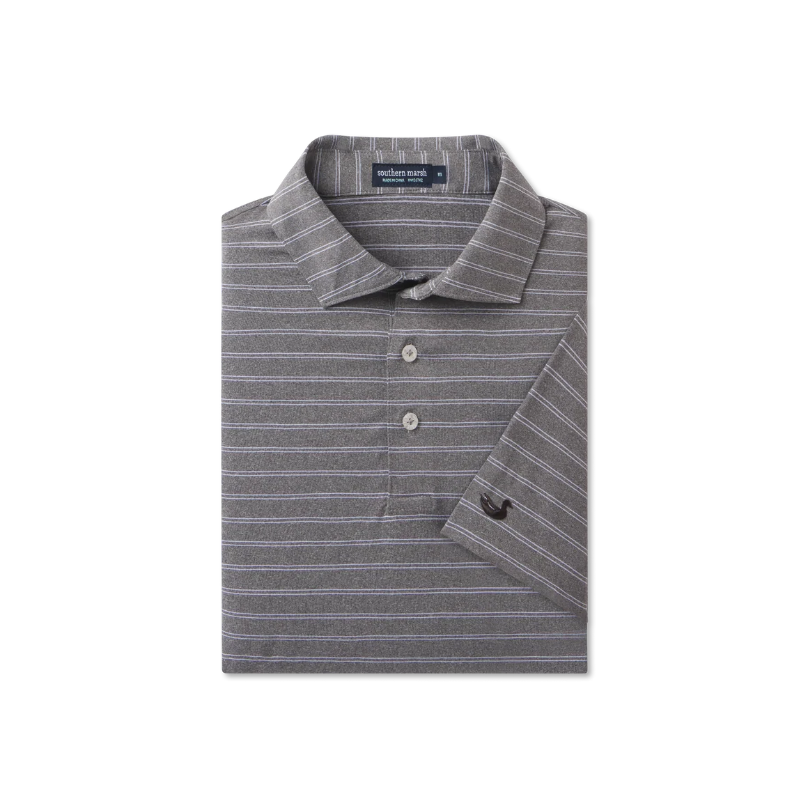 Newcastle Stripe Featherlight Polo SS - Light Gray