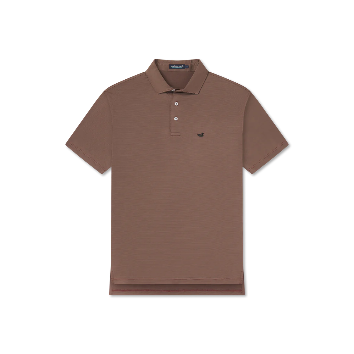 Bermuda Performance Polo Wellington Stripe - Maroon/Tan