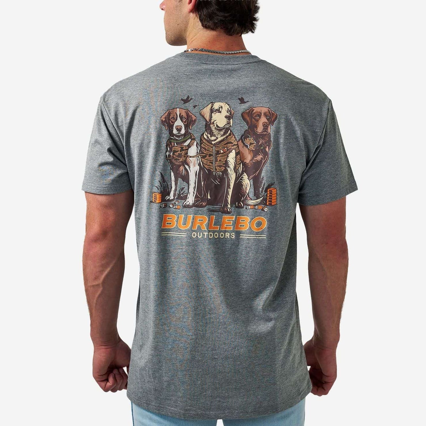 Short Sleeve Tee - Camo Duck Dogs - Dark Heather Grey