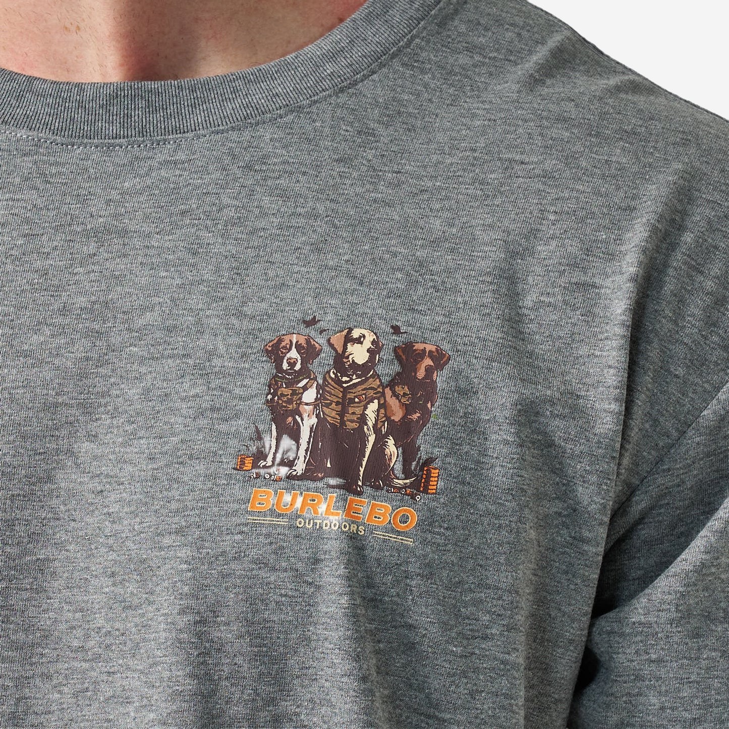 Short Sleeve Tee - Camo Duck Dogs - Dark Heather Grey