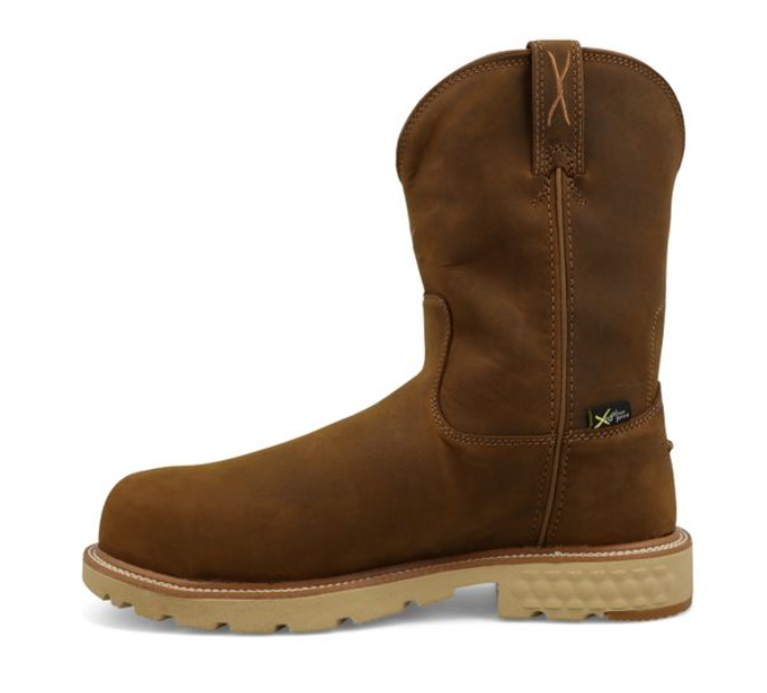 10" Waterproof Work Boot Distressed Saddle Nano Toe Met Guard
