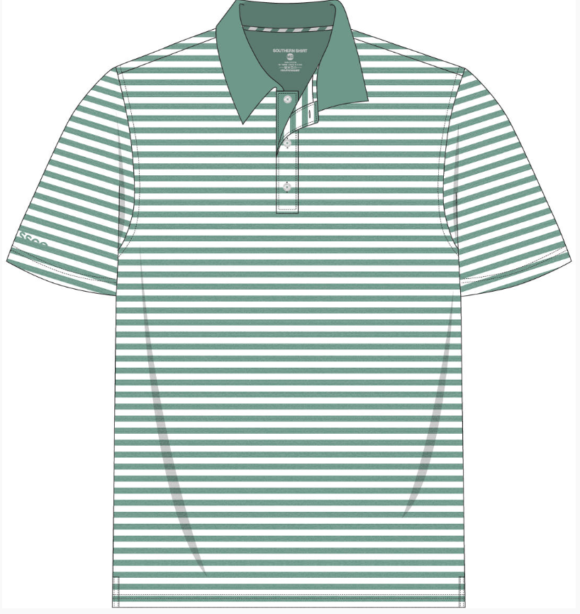 Country Club Heather Stipe Polo - Fairway Green