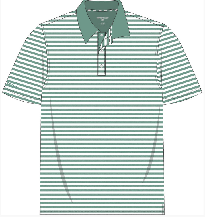 Country Club Heather Stipe Polo - Fairway Green