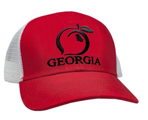 Georgia Mesh Back Trucker Hat - Red/White