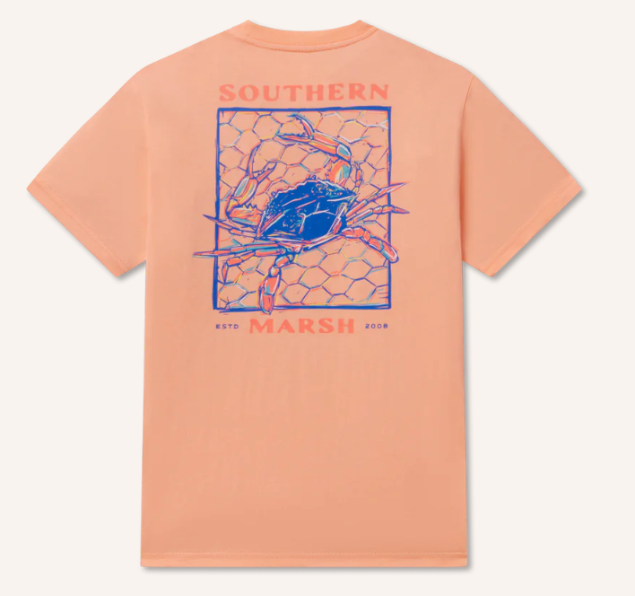 Youth Blue Crab Tee - Peach