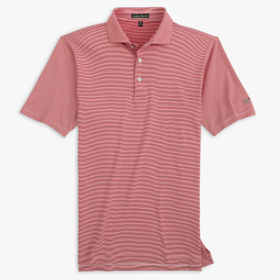 Hinton Stripe Polo - White/Crimson