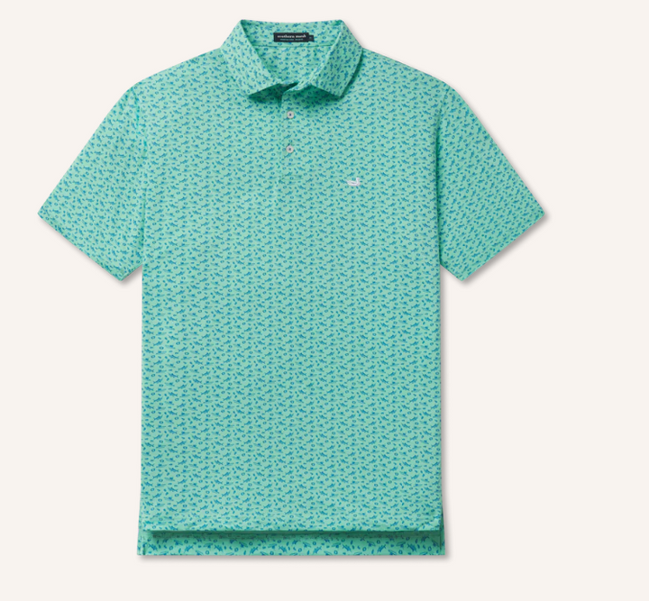 Flyline Performance Polo - Mint & French Blue