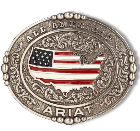 Ariat Oval All American Antique Silver Belt Buckle