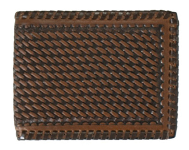 3D Men's Bi-Fold Basketweave Wallet - Brown