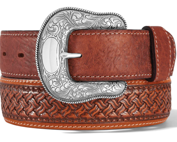 Tony Llama Brown Leather Belt Size 34 Tony Lama Sz 34 Genuine Brown Leather Metal Décor Western  main image 4