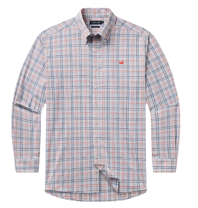 Van Buren Performance Grid Dress Shirt - Navy/Burnt Taupe