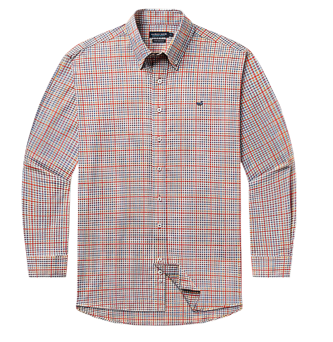 Baker Performance Gingham Dress Shirt - Burnt Red & Sage