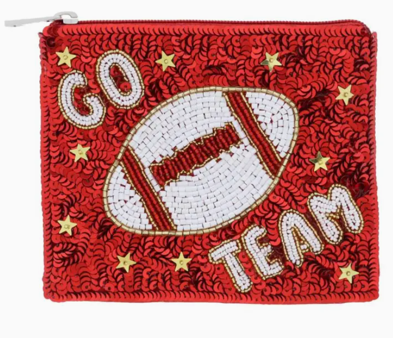 Red & Gold Football & Stars Coin Purse