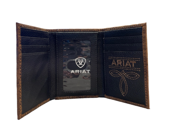 Trifold Two Tone Tan Leather Wallet