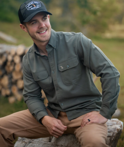 Solid Stretch Flannel - Marsh Green