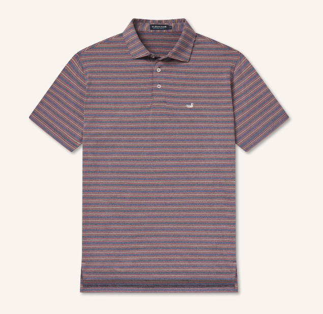 Maybourne Featherlight Stripe Polo - Navy & Red