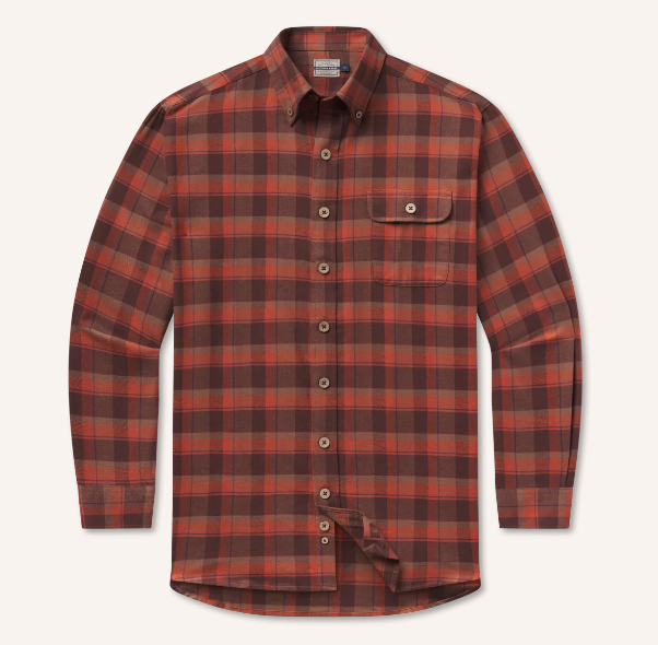 Hemphill Twill Flannel - Stone Brown & Burnt Orange