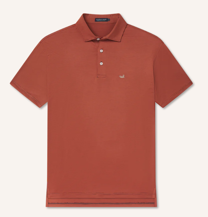 Bermuda Performance Polo Wellington Stripe - Navy & Orange
