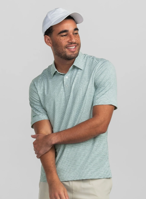 Heather Madison Stripe Polo - Evergreen