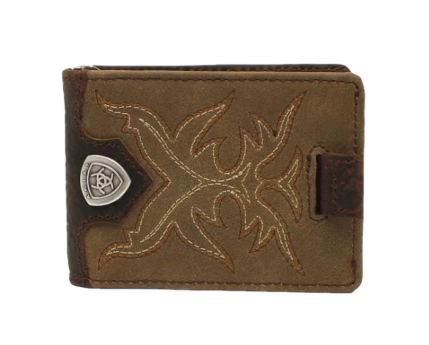 Ariat® Men's Boot Stitch Medium Brown Bifold Money Clip