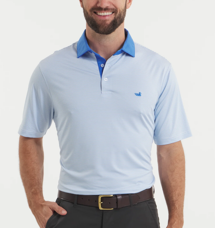 Bermuda Performance Polo - Hampton Stripe - Blue & White