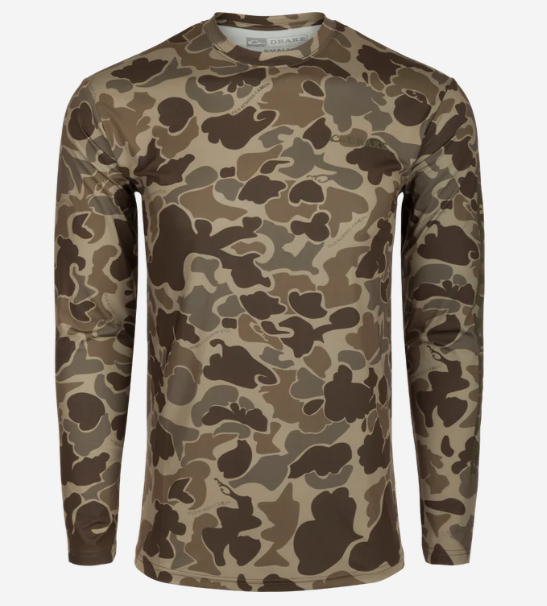 Long Sleeve Performance Crew Print - Old School Timber