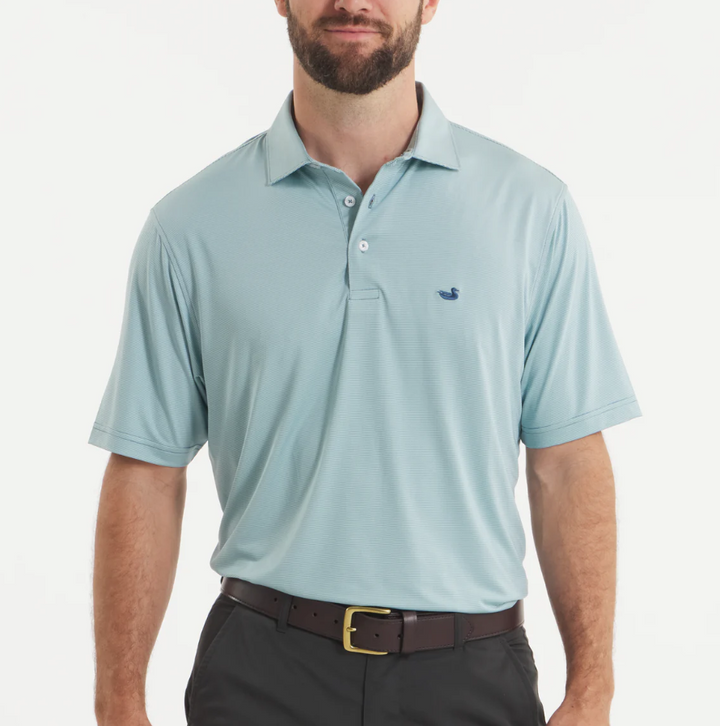 Bermuda Performance Polo - Wellington Stripe - Antigua Blue