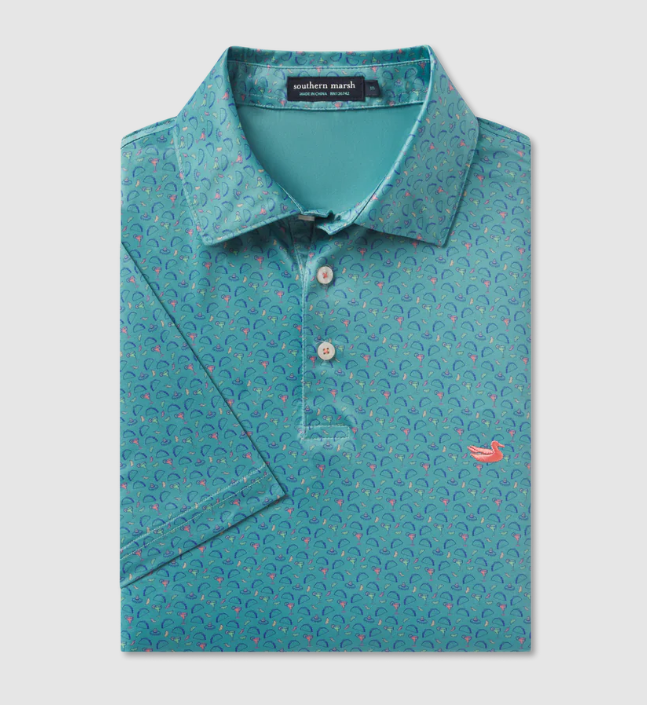 Flyline Performance Polo - Olé Tuesday - Teal & Navy