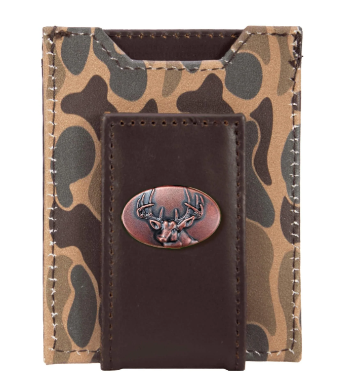 Brown Old School Camo Front Pocket Wallet - Buck Concho