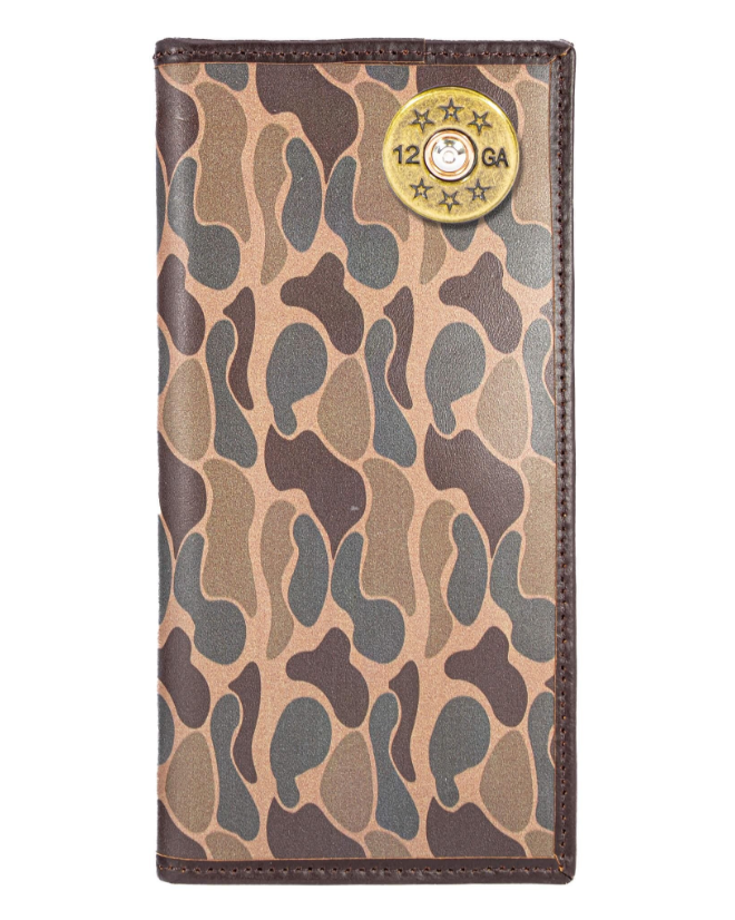 Brown Old School Camo Roper Wallet - Shotshell Concho