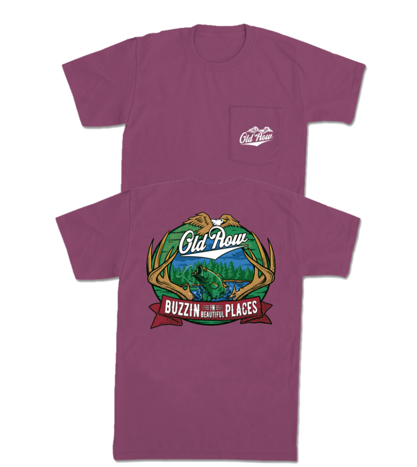 Buzzin' in Beautiful Places Pocket Tee - Berry