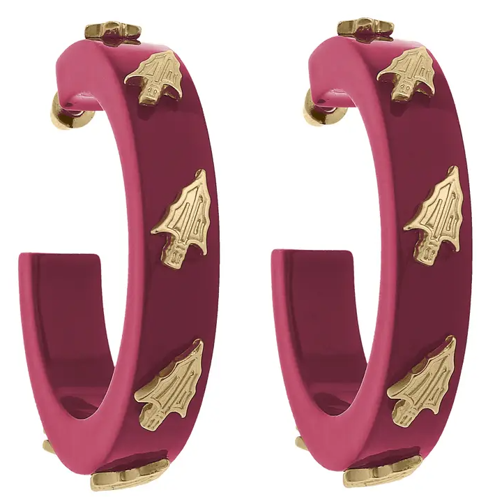 Florida State Seminoles Resin Logo Hoop Earrings in Garnet