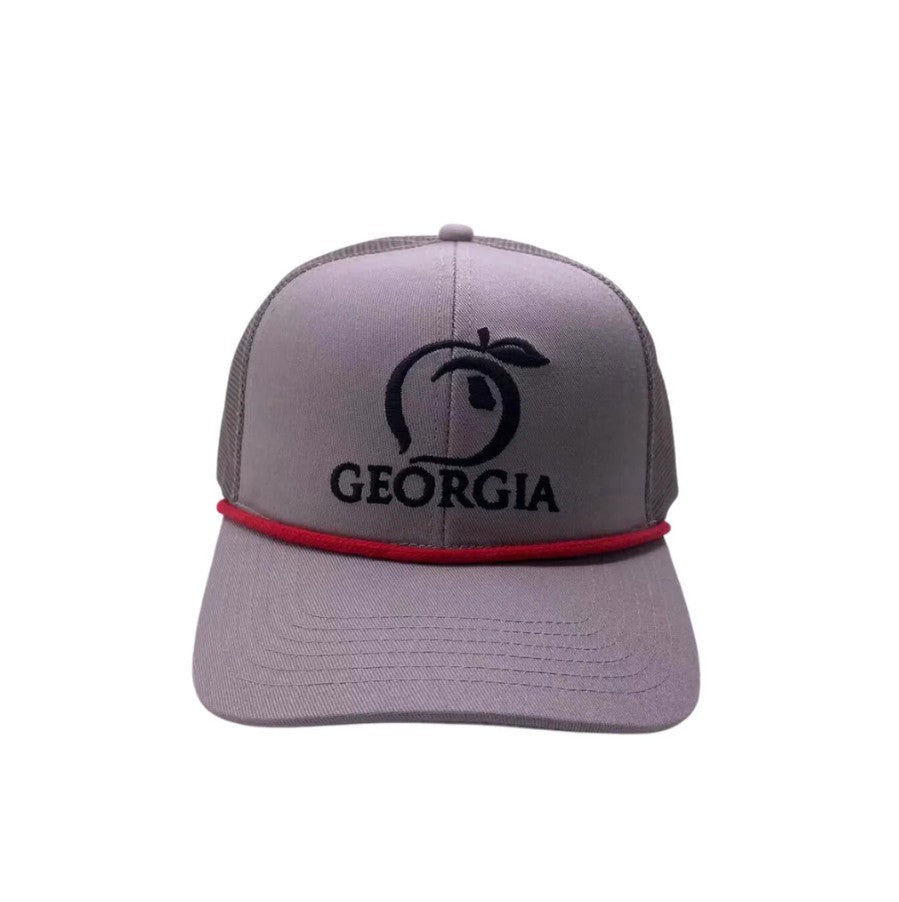Georgia Peach Rope Hat - Ash Grey & Red
