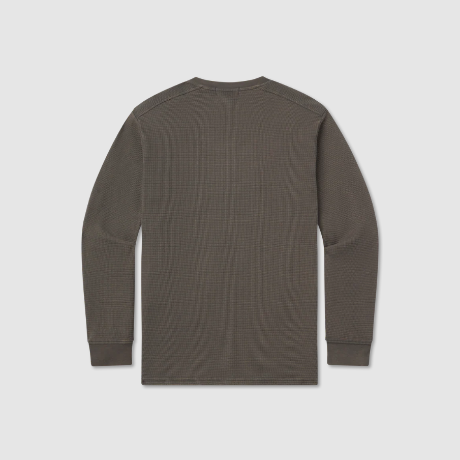 SEAWASH™ Vintage Waffle Henley Tee - Long Sleeve - Charcoal Gray